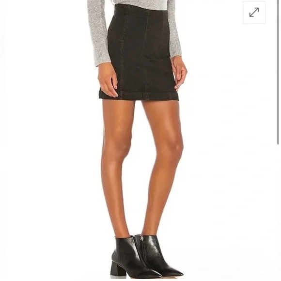 Free People Modern Femme Denim Washed Black Skirt, Size 6 - Picture 4 of 9